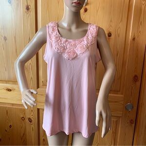 Vintage Y2k Russell Kemp Pink Rosettes Top Size M Coquette Girl Faux Pearls